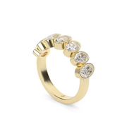 2 Carat Yellow Gold Tilted Oval Cut Diamond Anniversary Ring/Band With Bezel Setting.